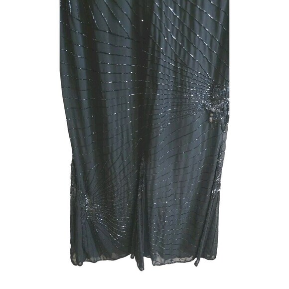 Vintage Brilliante By JA Dress Women's Large Black Beaded Sequins Maxi Lined Zip - Picture 11 of 13